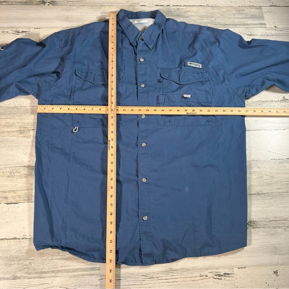 Columbia PFG Men’s Bonehead Long Sleeve Button Shirt Blue Size 2XL Fishing - Picture 5 of 8
